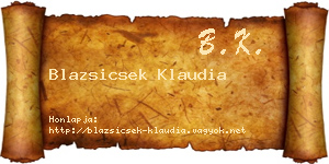 Blazsicsek Klaudia névjegykártya